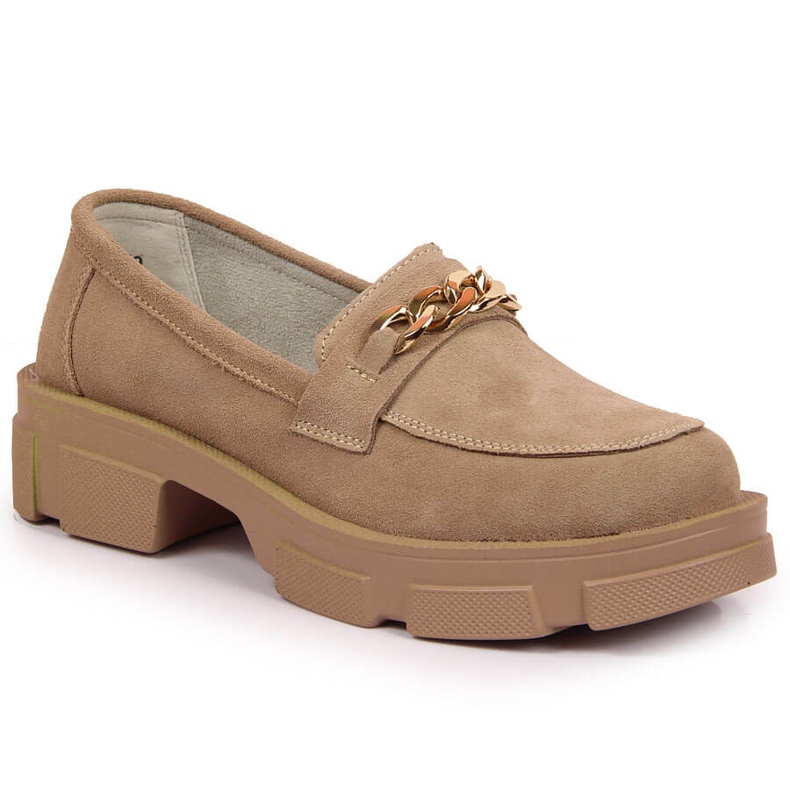 Damenschuhe aus Leder mit Kette beige Filippo