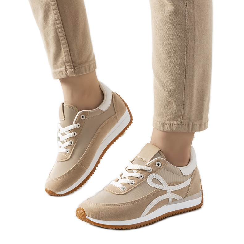 Lesina braune Damenturnschuhe beige
