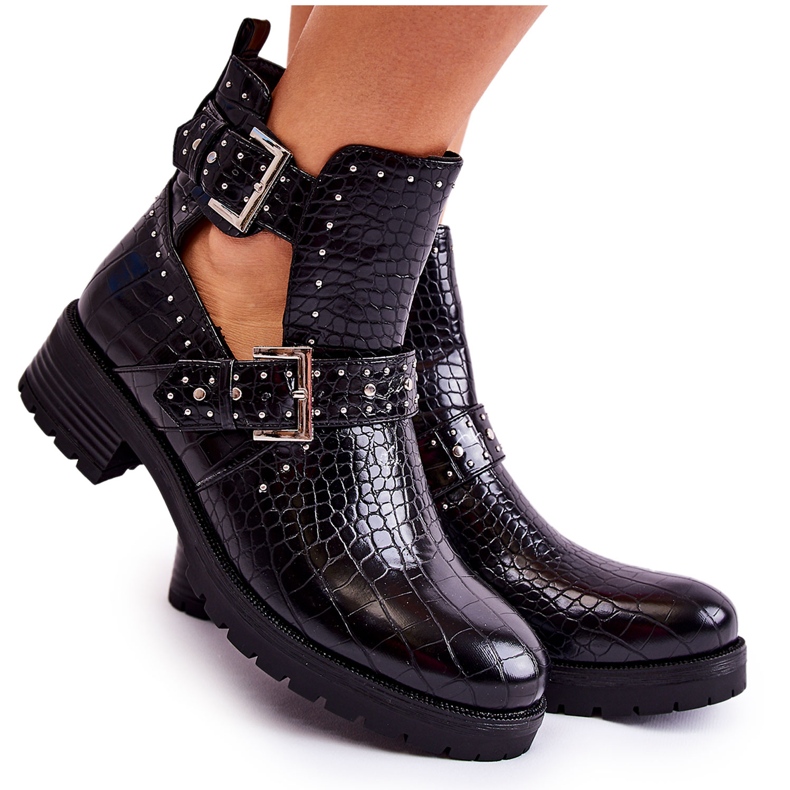 PG1 Damenstiefeletten mit Ausschnitten Black Santhana schwarz