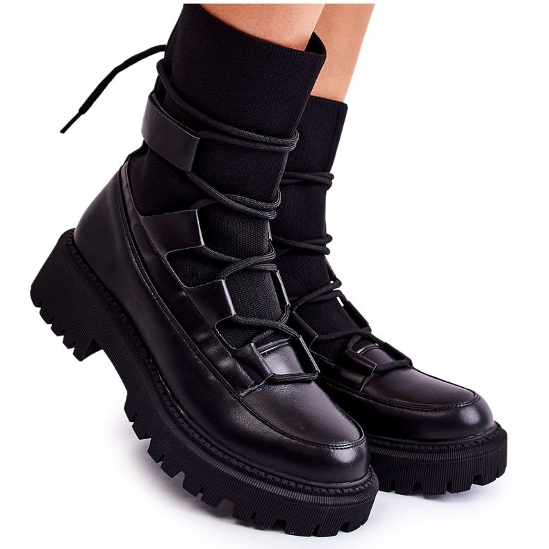 PS1 Damenstiefel Workers With A Sock Black Fallor schwarz