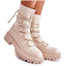 Damenstiefel Arbeiterinnen mit Socke Beige Fallor