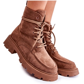Gebundene Wildlederstiefel für Damen Braun Vanita