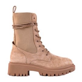 SHELOVET Arbeiter zum Schnüren aus beigefarbenem Wildleder braun