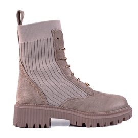 SHELOVET Geknotete Arbeiter aus braunem Wildleder beige