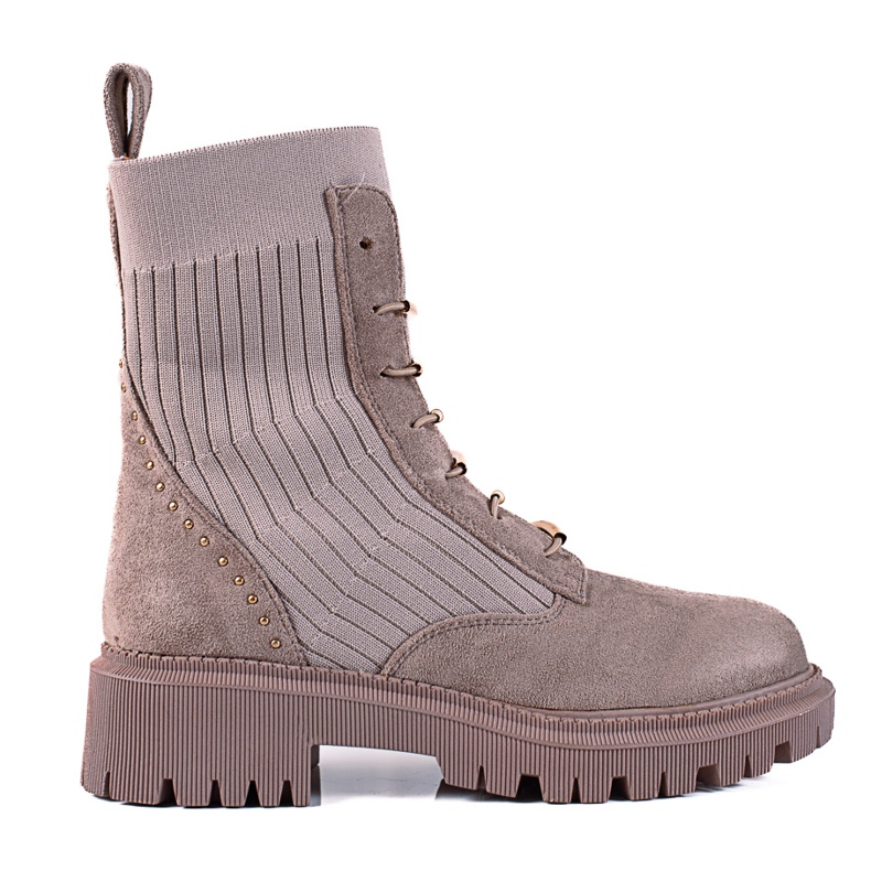 SHELOVET Geknotete Arbeiter aus braunem Wildleder beige