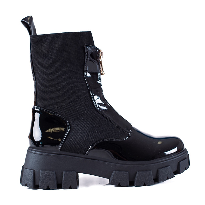 SHELOVET Stiefel aus schwarzem Lackleder