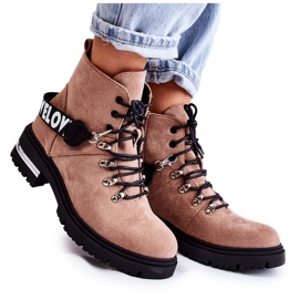 PS1 Warme Wildlederstiefel mit Gürtel Braun Aurelio beige