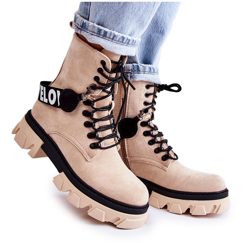 PS1 Hohe Wildlederstiefel mit beiger Danity-Erwärmung braun