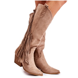 WJ2 Damen Wildlederstiefel mit Fransen Beige Simplo braun