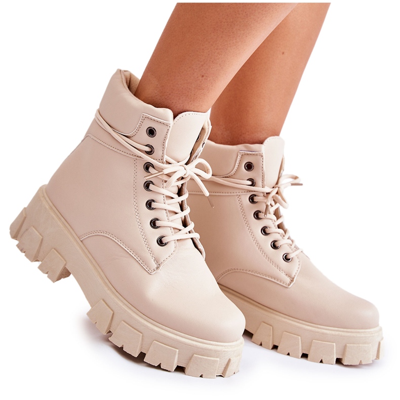 Damenstiefel Warme hellbeige Flavin-Stiefel