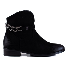 W. Potocki Potocki Damenstiefel, Cowboystiefel mit Kette schwarz