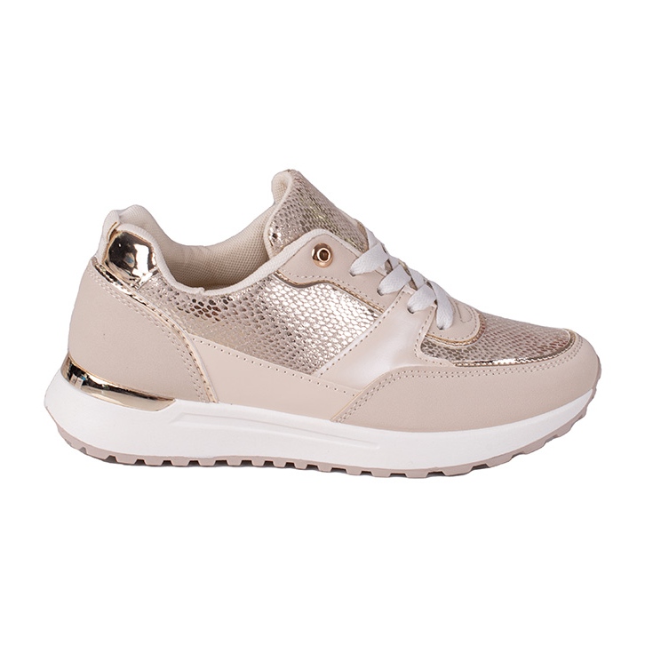 Beige Turnschuhe für Damen Shelovet mit Schlangenmuster