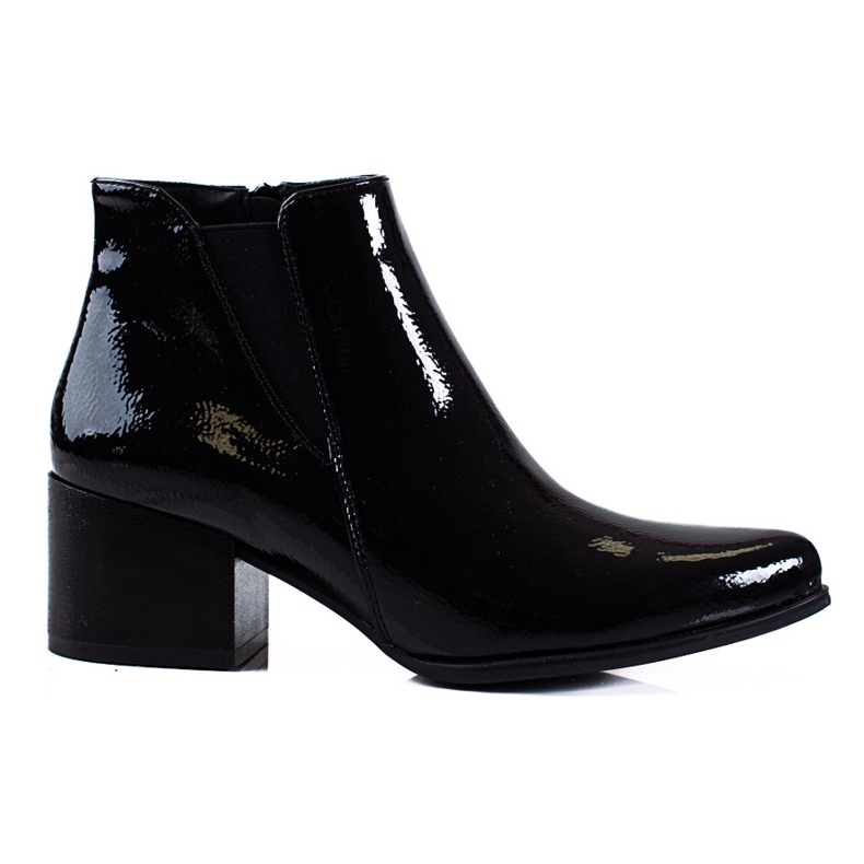 SHELOVET Schwarz lackierte Chelsea Boots von Sergio Leone mit hohem Absatz