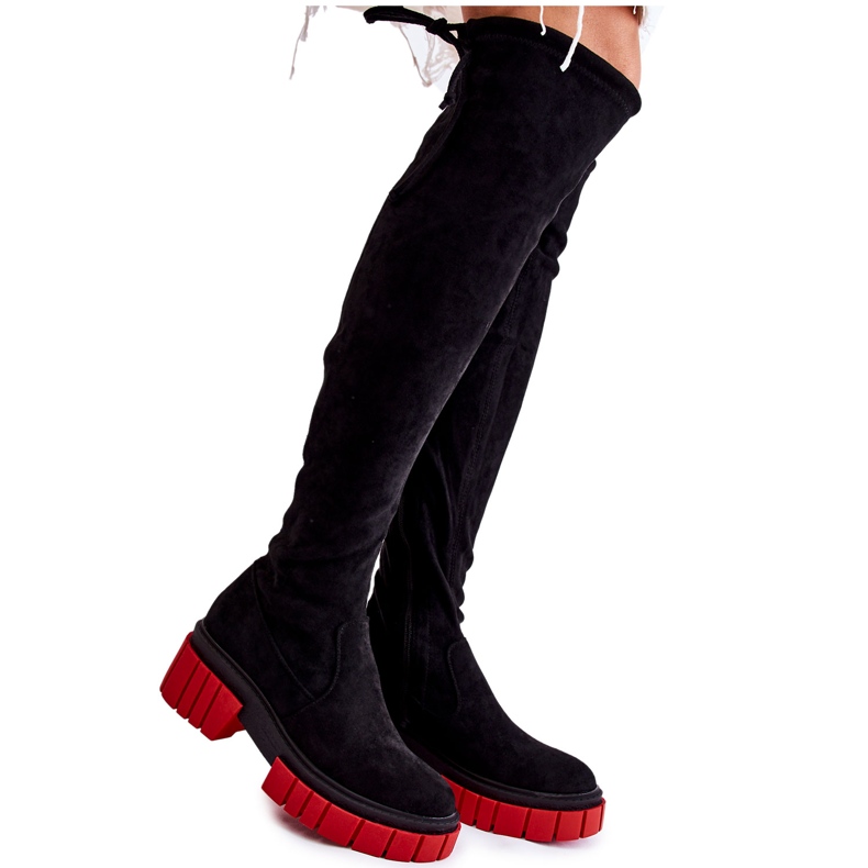 Wildleder Damenstiefel Schwarz-Rot Cheera
