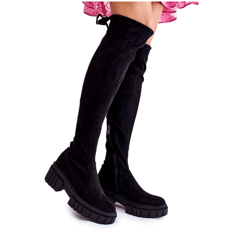 Wildleder Damenstiefel Schwarz Cheera