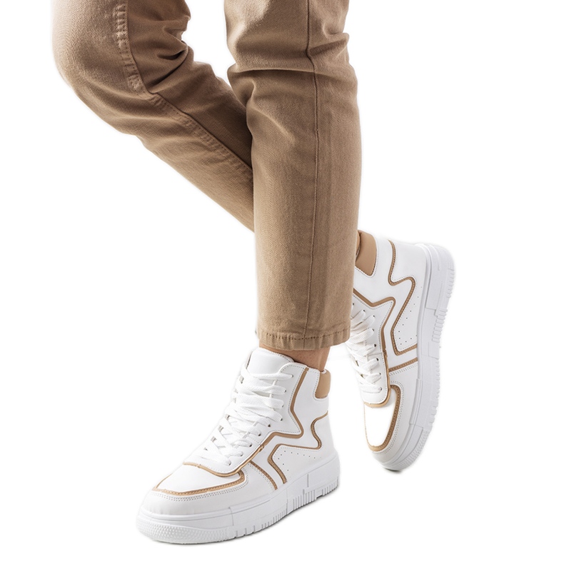 Knöchelturnschuhe mit weißer Rose beige