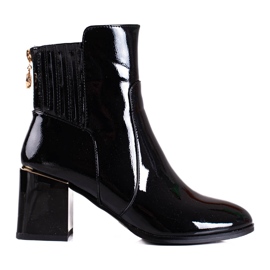 Schwarze Shelovet Damenstiefel aus Öko-Lackleder