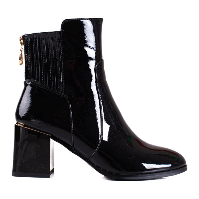 Schwarze Shelovet Damenstiefel aus Öko-Lackleder