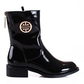 Lackierte hohe Stiefel Shelovet schwarz