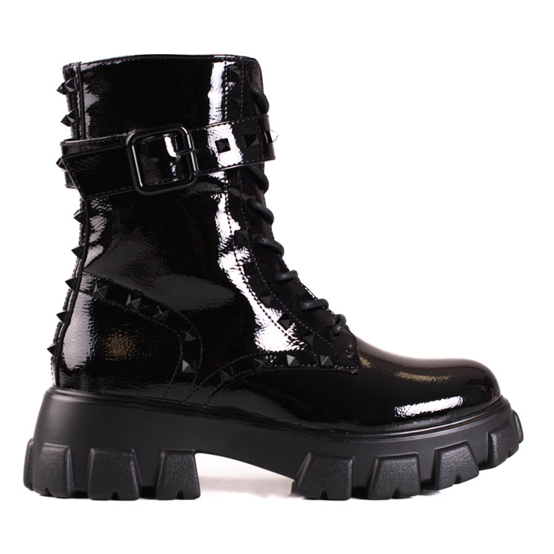 Schwarze Shelovet-Damentaschen mit Nieten, lackiert