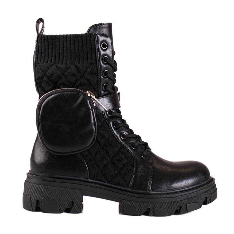 SHELOVET Schwarze Shelvet-Damentaschen mit Klettverschlusstasche