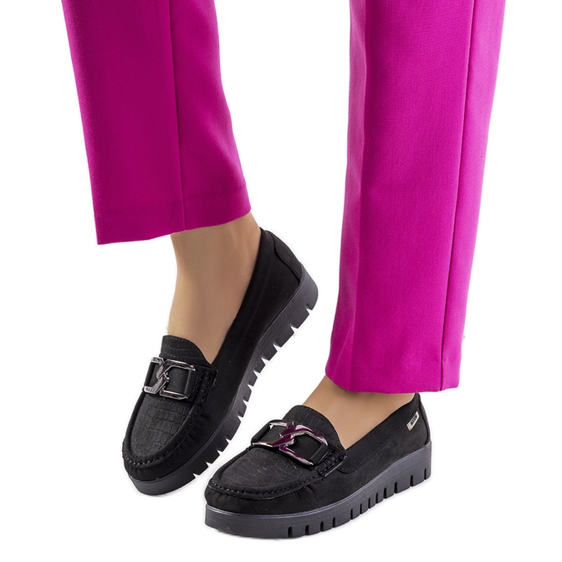 Schwarze Loafer auf der Campini-Plattform