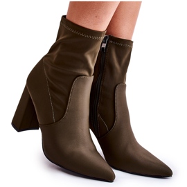 Khaki Amile Damen Material High Heel Stiefel braun