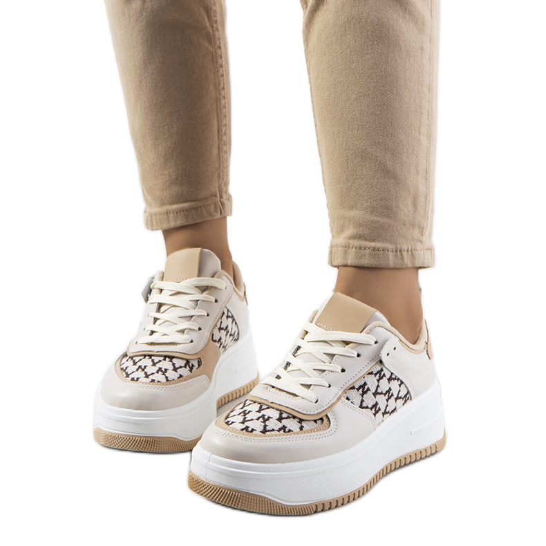 Beige Turnschuhe mit hoher Valpara-Sohle
