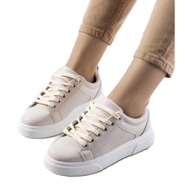 Beige Turnschuhe mit dicker Louisiana-Sohle