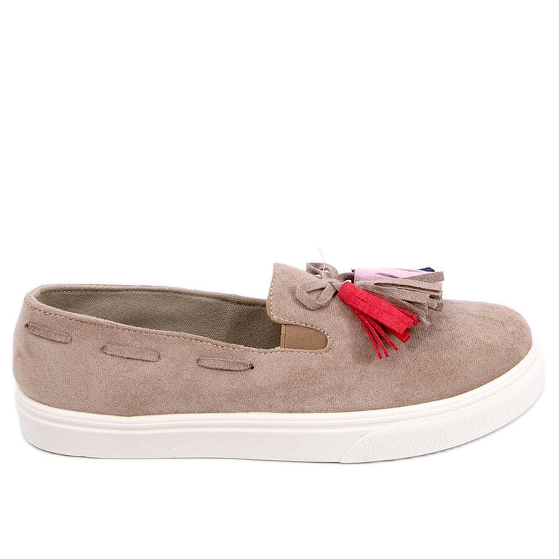 Herbstturnschuhe mit Fransen in Salma Khaki beige braun