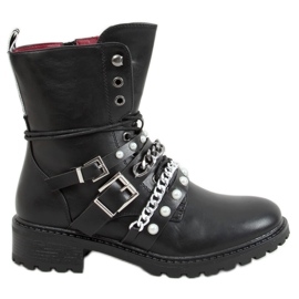 Militärstiefel mit Kette Luba Black schwarz