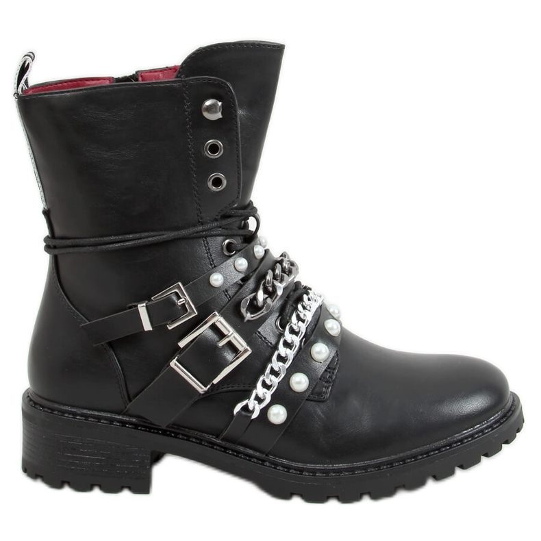 Militärstiefel mit Kette Luba Black schwarz