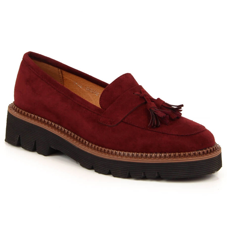 Damen-Loafer aus Wildleder mit weinroten Vinceza-Fransen