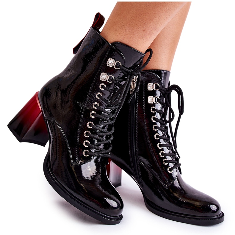 S.Barski Modische schwarze Alisse Warm High Heels Stiefel