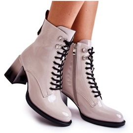 S.Barski Modische warme Stiefel auf High Heels Grey Alisse grau