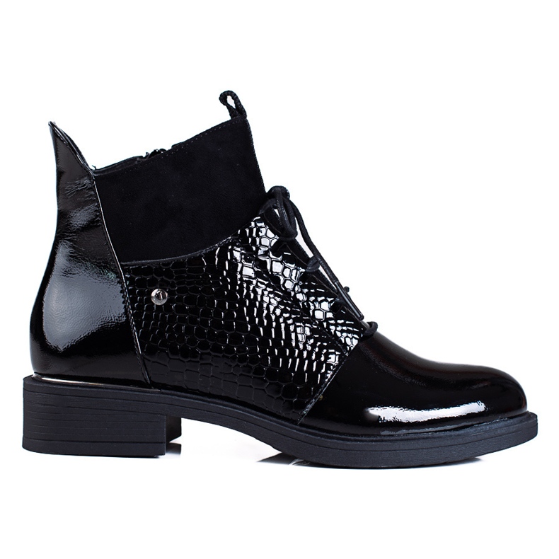 Damen-Schnürstiefel Vinceza mit flachem Absatz schwarz