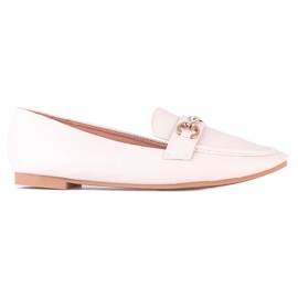 Klassische Damen-Mokassins von Shelovet in Beige mit Ornament