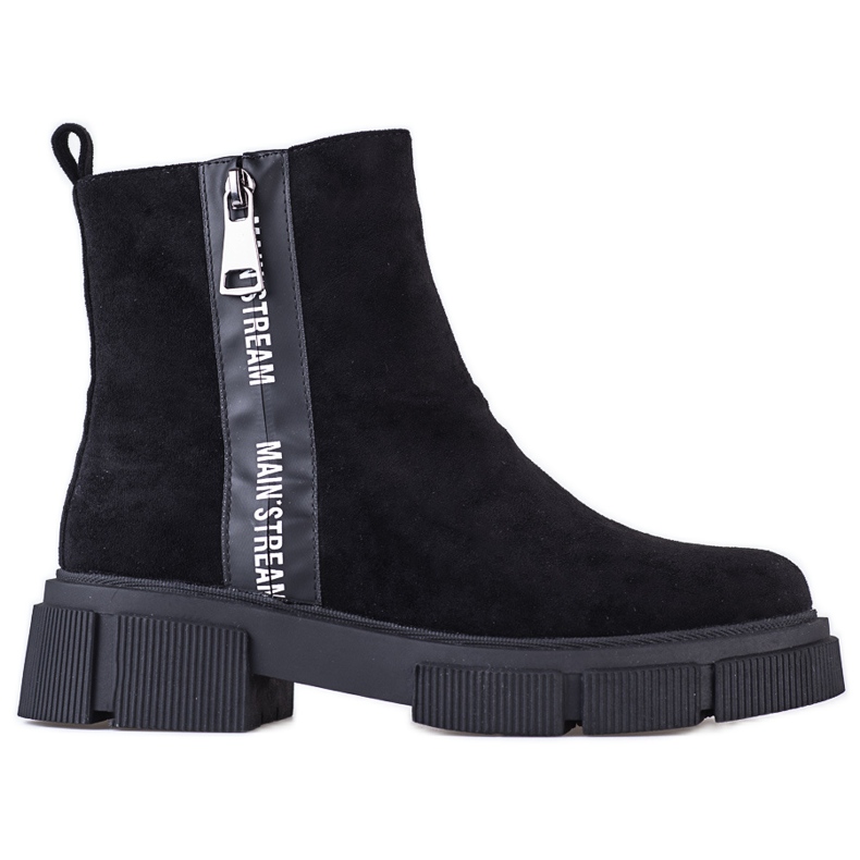 Schwarze Damenstiefel von Shelovet aus ökologischem Wildleder