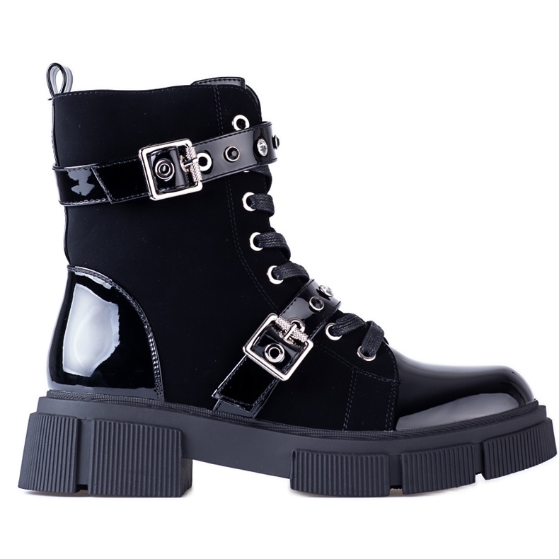 Schwarze Shelovet Damentaschen mit dekorativen Schnallen