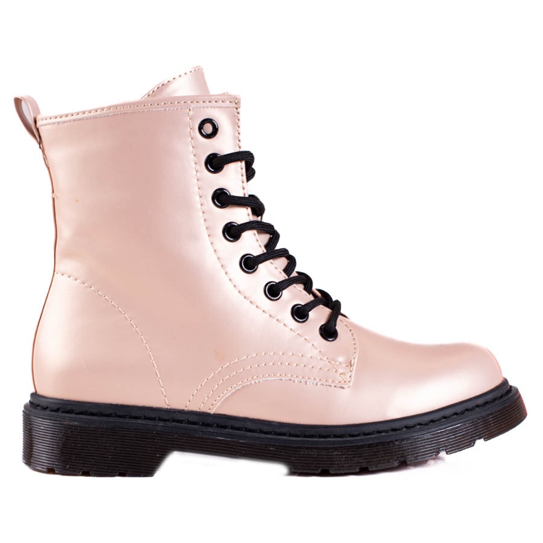 Beigefarbene Shelovet-Stiefel für Damen mit Metallic-Glanz