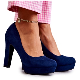 Klassische Wildlederpumps mit Absatz Navy Soro blau
