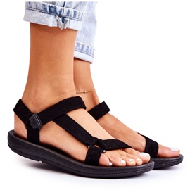 Frauen Wildleder Sport schwarze Sandalen