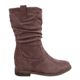 Stiefel auf einem versteckten Sylla Khaki Wedge beige grau