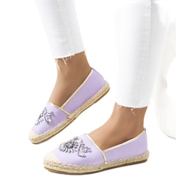 PA1 Violette Espadrilles mit Cubic Zirkonias Block lila