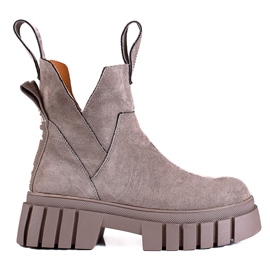 Shelovet braune Damenstiefel auf hohem Plateau