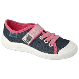 Befado Kinderschuhe 351X001 marineblau rosa silber