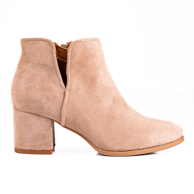 Beige Shelovet Damenstiefel mit Ausschnitt