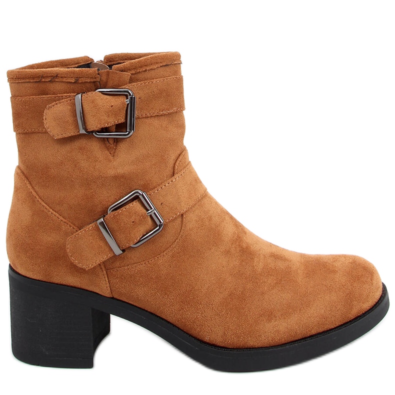 Teoo Camel Stiefel mit weitem Absatz braun