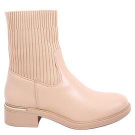 BM Sendi Nude Stiefeletten mit Sock-Obermaterial beige