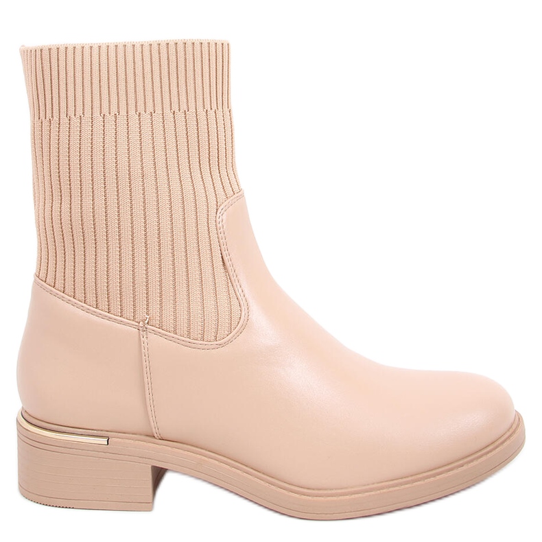BM Sendi Nude Stiefeletten mit Sock-Obermaterial beige